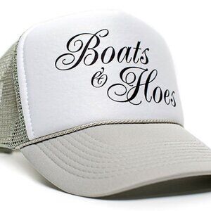 Boats N' Hoes Trucker Hat Step Brothers Movie Rap Funny Will Ferrell  Gray/White